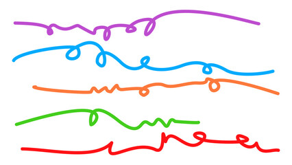 Set of curved, wavy, rainbow colored lines