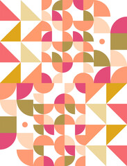 Bauhaus abstract background with pink gray green yellow squares triangle