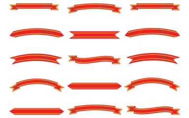 Obraz premium Set of Decorative Ribbon Banners Collection – Red and Black Ribbons, Vintage Silhouette Icons, Blank Tape Labels and Vector Design Elements