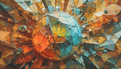 High Tech Technology Geometric Background with Futuristic Shapes, Digital Innovation Patterns, and Modern Abstract Design Elements