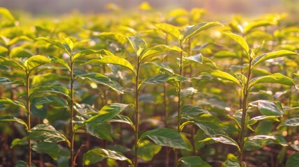 seedling. Coffee plant seedlings thrive in nature, showcasing vibrant green tones under soft natural light. gardening catalogs, home-decor guides, designed for gardening and botanical catalogs.