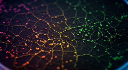 Abstract close-up of a colorful, branching network, possibly biological or scientific.