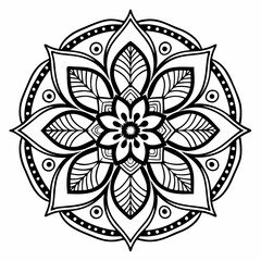 Black mandala for coloring book
