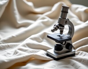 Metallic Microscope White Fabric Background