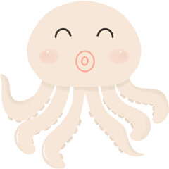 Cute octopus cartoon kawaii style for kids.
