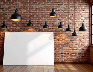 Contemporary Interior with Brick Wall and Pendant Lighting