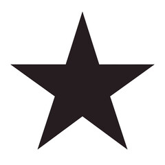 Obraz premium A solid black five-pointed star shape centered on a plain white background, representing quality or achievement.