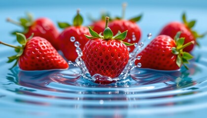 Dynamic Splash Fresh Strawberries Water