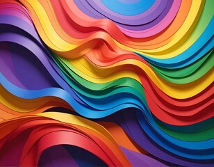 Abstract rainbow ribbon swirls