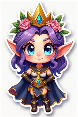 Fantasy Elf Princess with Green Crown and Magical Outfit
