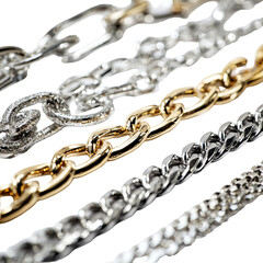 Obraz premium Close-up of various metallic chains, likely jewelry