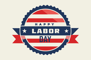 American Labor Day Badge Patriotic Red, White, and Blue Celebration Design Element