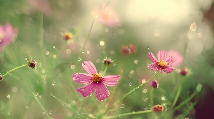 dew. Flower arrangement in a morning garden with natural light and dew. gardening catalogs, home-decor guides, designed for gardening and botanical catalogs, enhances decor appeal.