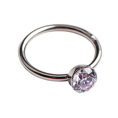 Circular metal ring with gem