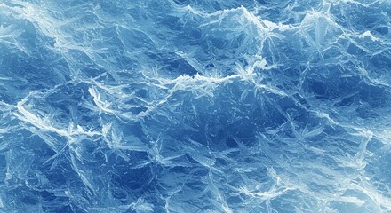 Obraz premium Close-up of textured blue ice with intricate patterns and crystalline formations.