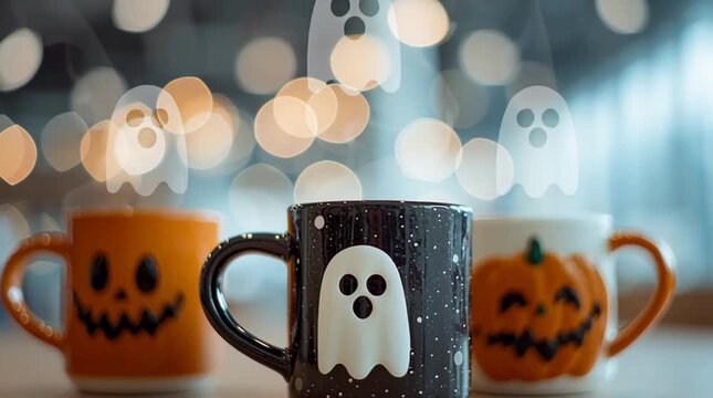 Halloween Ghost and Pumpkin Mugs &ndash; Festive Coffee Cup Design