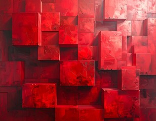 Abstract red cube wall