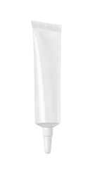 Naklejka na ściany i meble Blank white plastic squeeze tube with pointed nozzle cap for cosmetic product mockup isolated on transparent background
