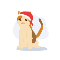 christmas cat illustration cute kitten in santa hat festive holiday pet drawing