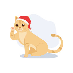 adorable orange kitty in santa hat cartoon holiday animal artwork for festive design and celebration