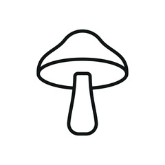 Mushroom icon in clean outline for vegetable, agriculture, and growth visuals.