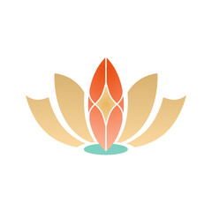 Abstract lotus flower symbol in warm tones, embodying peace and natural beauty concept for wellness design