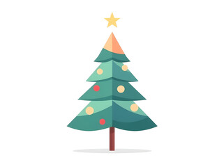 Fototapeta premium Festive Christmas Tree Illustration with Star and Ornaments for Holiday Design