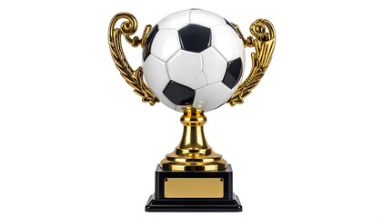 Gold trophy with soccer ball