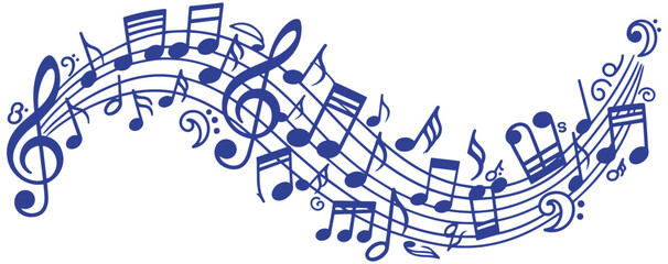 Elegant swirling musical notes design, ideal for music lessons and creative projects © SaiKir