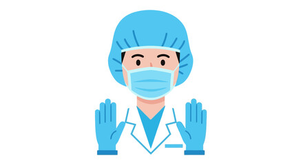 Healthcare Professional Illustration Wearing Protective Gear, Promoting Safety Protocols and Medical Awareness Campaigns for Pandemic Prevention and Public Health Education