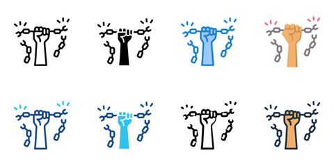 Breaking chains icon set multiple style collection 
