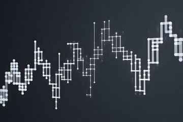 Obraz premium A white line graph with dots on a dark background showing fluctuations and data representation visually
