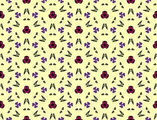 Pink flower diamond turbine on yellow background, bright and light color, repeat pattern, replete image, design for fabric printing