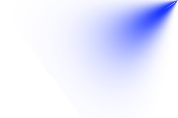 Blue light beam shining from the upper right corner isolated on transparent background, creating a soft glow effect