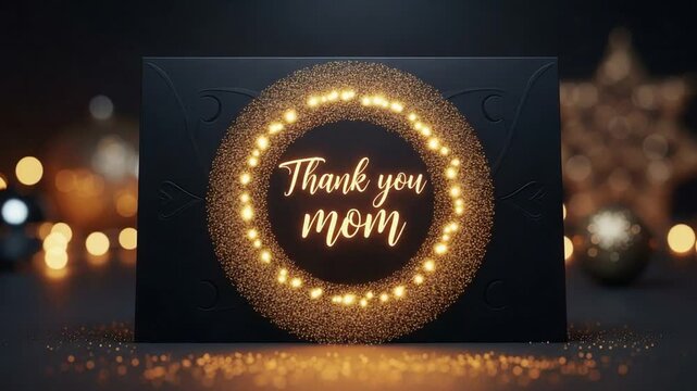 Elegant Thank You Mom Greeting with Glowing Golden Lights