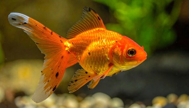 Close-up of an orange goldfish in an aquarium - Powered by Adobe