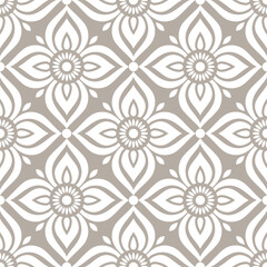 Monochrome abstract floral pattern, muted pastel colors, seamless vector illustration
