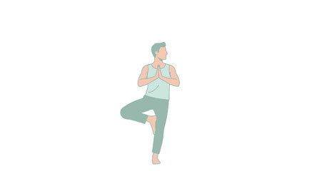 Fototapeta premium Serene Man Performing Tree Pose Yoga, Promoting Mindfulness, Fitness, and Mental Well-being for Health and Wellness Projects