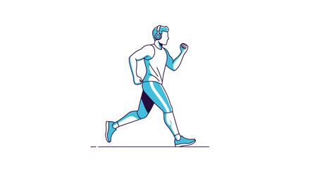 Dynamic Illustration of a Male Runner in Motion, Depicting Fitness, Health, and Active Lifestyle for Promotion of Sports and Wellness Programs