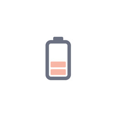 Illustration of a battery with low charge level displayed