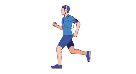 Active Lifestyle Illustration Depicting a Man Running Outdoors, Suitable for Fitness Apps, Health Blogs, and Wellness Program Advertising Campaigns