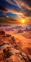 Fototapeta premium Terrestrial landscape with rust-red soil and jagged rock formations