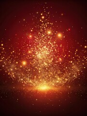 Obraz premium Galaxy of Golden Dust Particles in Red Fluid