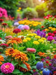 Vibrant flowers in a colorful garden