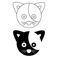 Obraz premium vector icon of cat head with line art style and bold style on white background