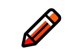Simple Orange And White Pencil Icon On Black Background