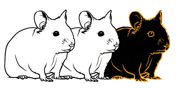 black and white guinea pigs clip art preview