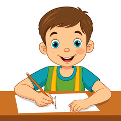 little boy drawing with pencils