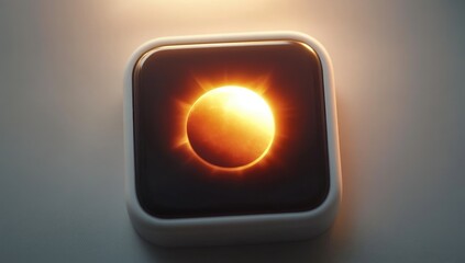 Glowing eclipse in black square with rounded white border