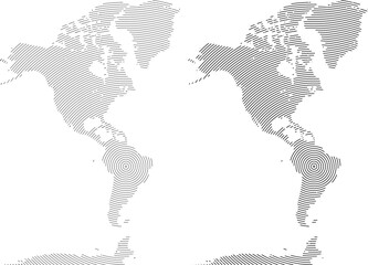 Realistic round shape and dotted map silhouette of north America and south America. Round line shape dotted north America and south America of world map. © Afifa Tazrimin